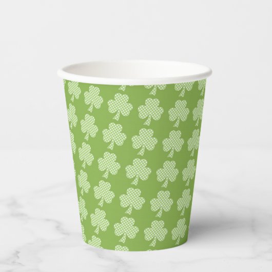 Greenery Shamrock Clover Polka stipt Patrick's Day Papieren Bekers (Voorkant)