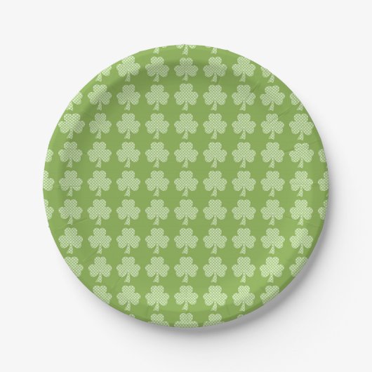 Greenery Shamrock Clover Polka stipt Patrick's Day Papieren Bordje (Voorkant)