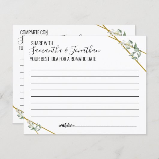 Greenery Share date idea tweetalige game (Voorkant / Achterkant)