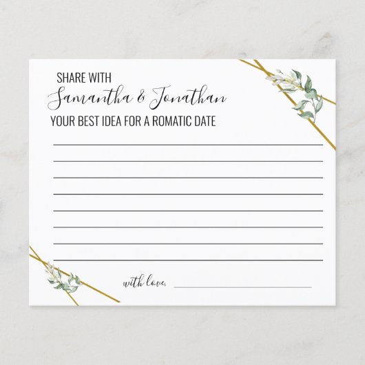 Greenery Share Date-idee Shower Game-kaart Flyer (Voorkant)