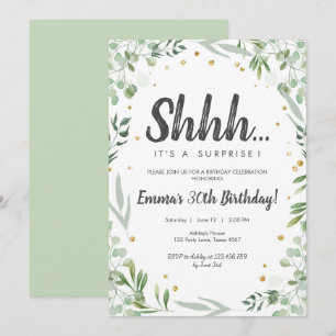 Greenery Shhh Het is een orpise 'Birthday Adult Wo Kaart