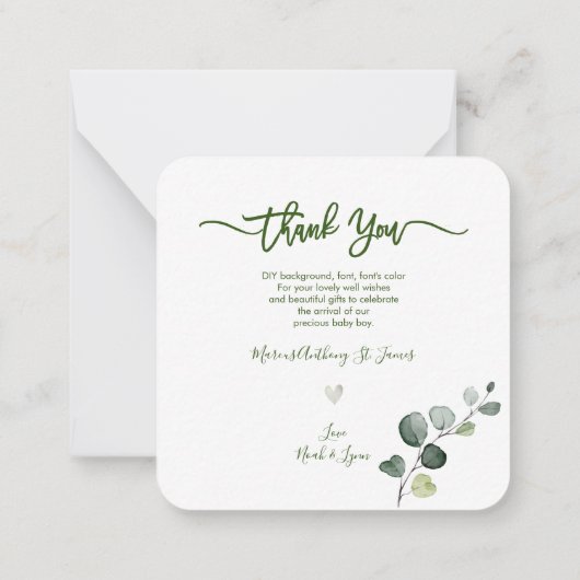 Greenery Shower Hartelijk dank voor uw DIY Colour  Notitiekaartje (Achterkant)