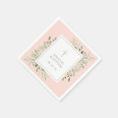 Greenery Silver Baptism Christening Blush Pink Servet (Hoek)