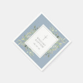 Greenery Silver Baptism Christening Dusty Blue Servet (Hoek)