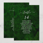 Greenery & Silver Calligraphy Seating Chart Cards Kaart (Voorkant / Achterkant)