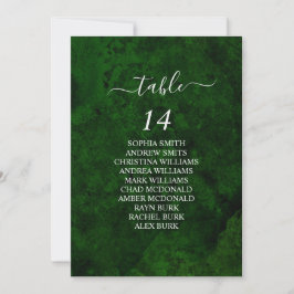 Greenery & Silver Calligraphy Seating Chart Cards Kaart