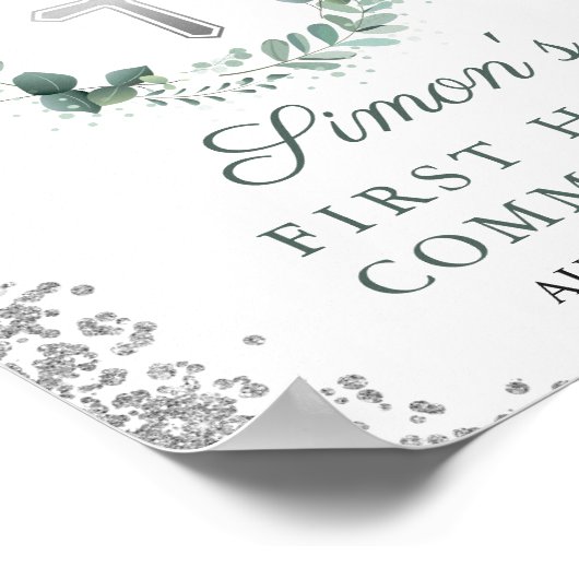 Greenery Silver First Heilige Communauteit Welkom Poster (Hoek)