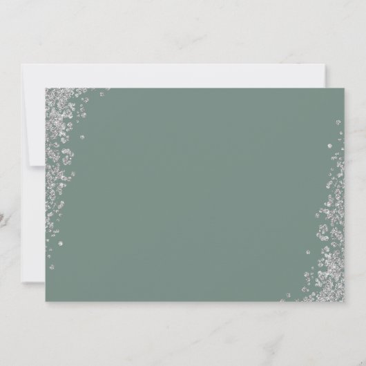 Greenery Silver Glitter First Holy Communion Photo Bedankkaart (Achterkant)