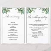 Greenery & Silver trouwprogramma, elegant letterty (Achterkant)