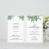 Greenery & Silver trouwprogramma, elegant letterty (Staand voorkant)