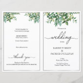 Greenery & Silver trouwprogramma, elegant letterty (Voorkant)