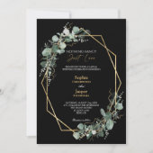 Greenery Simple Black Niets Fancy Photo Wedding Kaart (Voorkant)