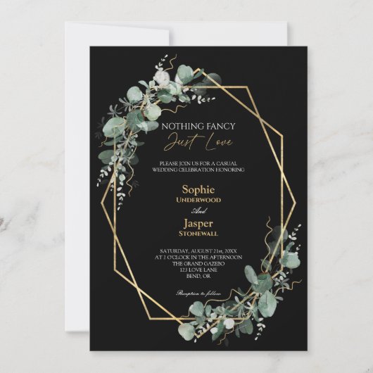 Greenery Simple Black Niets Fancy Photo Wedding Kaart (Voorkant)