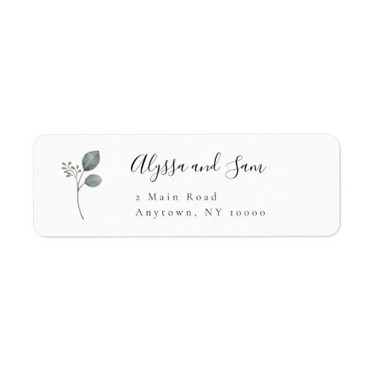 Greenery Simple Modern Return Address Label (Voorkant)