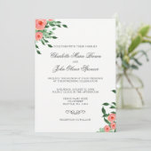 Greenery Simple Peach Flowers Weddenschappen Kaart (Staand voorkant)