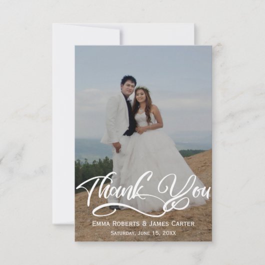Greenery Simple Script Wedding Thank You Card Bedankkaart (Voorkant)