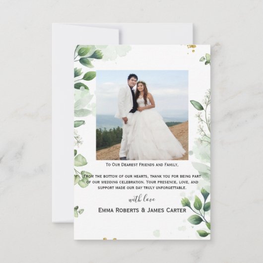 Greenery Simple Script Wedding Thank You Card Bedankkaart (Achterkant)