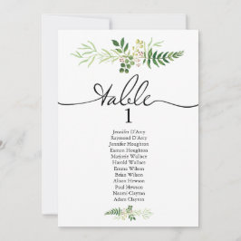 Greenery single bruiloft seating chart, modern fon kaart