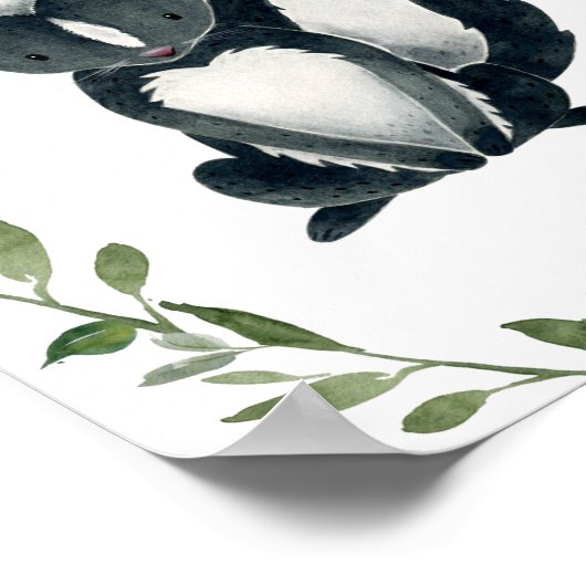 Greenery Skunk Woodland Animals Nursery Wall Art Poster (Hoek)