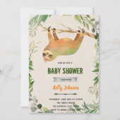 Greenery sloth verjaardagsuitnodiging kaart (Voorkant)