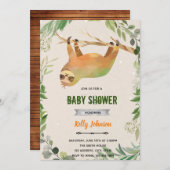 Greenery sloth verjaardagsuitnodiging kaart (Voorkant / Achterkant)