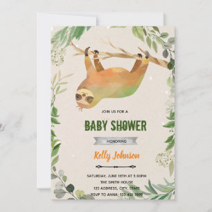 Greenery sloth verjaardagsuitnodiging kaart