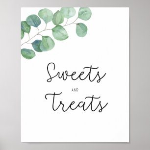 Greenery - snoepjes en behandelde baby shower poster
