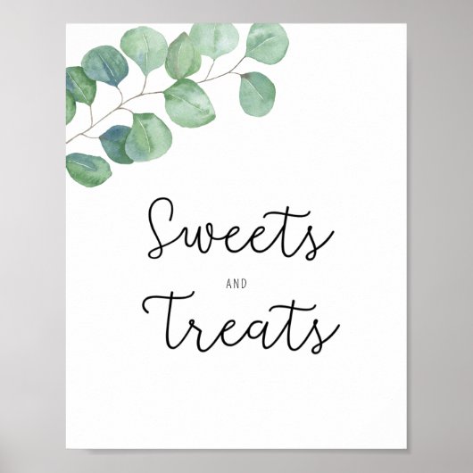 Greenery - snoepjes en behandelde baby shower poster (Voorkant)