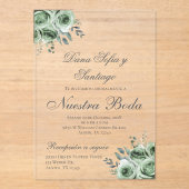Greenery Spaanse bruiloft acryl uitnodiging (Voorkant)