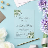 Greenery Spaanse bruiloft acryl uitnodiging (Insitu (Huwelijk))