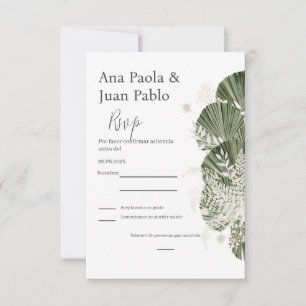 Greenery Spaanse bruiloft RSVP kaart