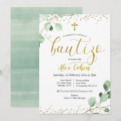 Greenery Spanish Boy Bautizo Invitacion Invitation Kaart (Voorkant / Achterkant)