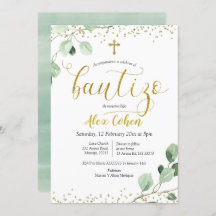 Greenery Spanish Boy Bautizo Invitacion Invitation