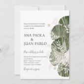 Greenery Spanish Wedding Invitation Kaart (Voorkant)