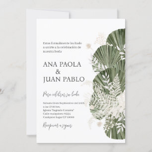Greenery Spanish Wedding Invitation Kaart