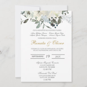 Greenery Spanish Wedding Invitation Kaart