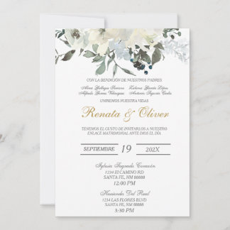 Greenery Spanish Wedding Invitation Kaart