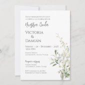 Greenery Spanish Wedding Invitation Kaart (Voorkant)