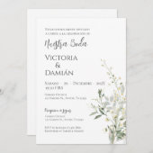 Greenery Spanish Wedding Invitation Kaart (Voorkant / Achterkant)