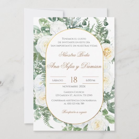 Greenery Spanish Wedding Invitation Kaart (Voorkant)