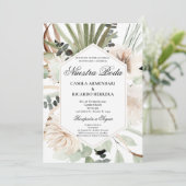 Greenery Spanish Wedding Invitation Kaart (Staand voorkant)