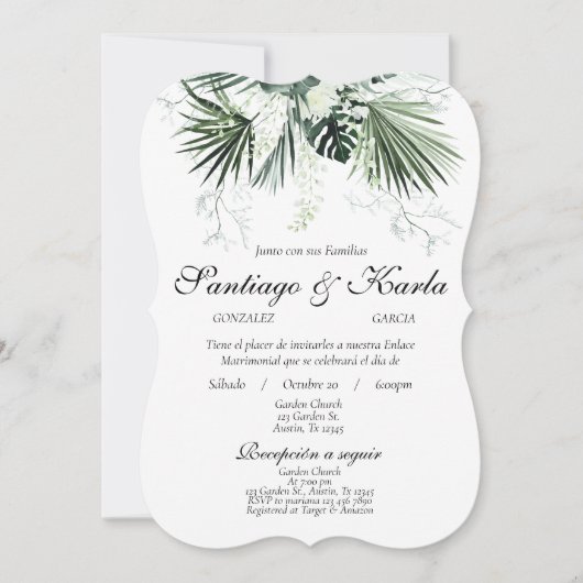 Greenery Spanish Wedding-uitnodiging Kaart (Voorkant)