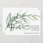 Greenery Sparen de Kaart van de Uitnodiging van de (Voorkant / Achterkant)