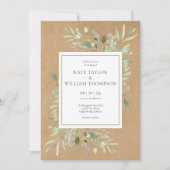 Greenery Spring leveert Rustic Kraft Wedding Kaart (Voorkant)