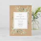 Greenery Spring leveert Rustic Kraft Wedding Kaart (Staand voorkant)