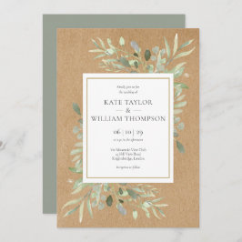 Greenery Spring leveert Rustic Kraft Wedding Kaart