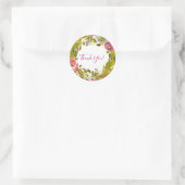 Greenery Spring Pink Floral Flowers Wedding Favor Ronde Sticker (Tas)