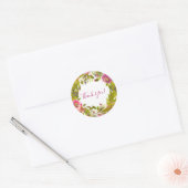 Greenery Spring Pink Floral Flowers Wedding Favor Ronde Sticker (Envelop)