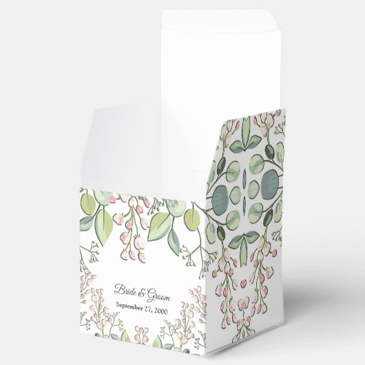 Greenery Spring Pink Flowers Favor Box Bedankdoosjes (Geopend)