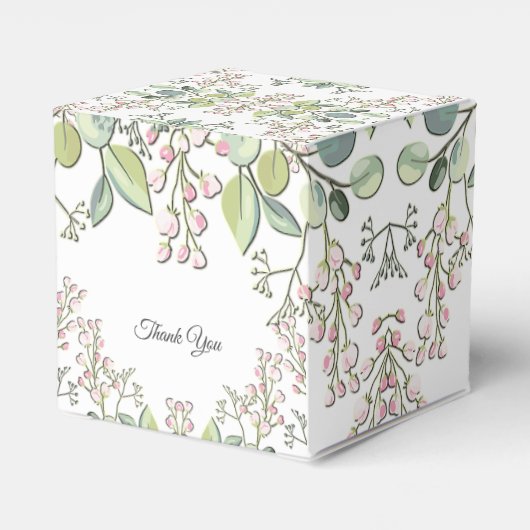 Greenery Spring Pink Flowers Favor Box Bedankdoosjes (Achterkant)